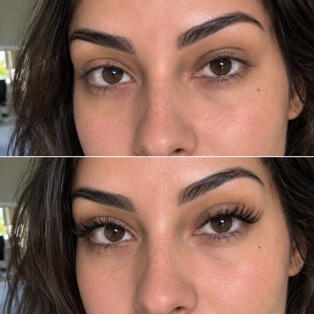 Before and after lash transformation for Isabella R